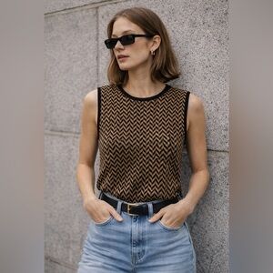 Josephine Chaus Sleeveless Sweater Tank Medium Merino Wool Blend Knit Top